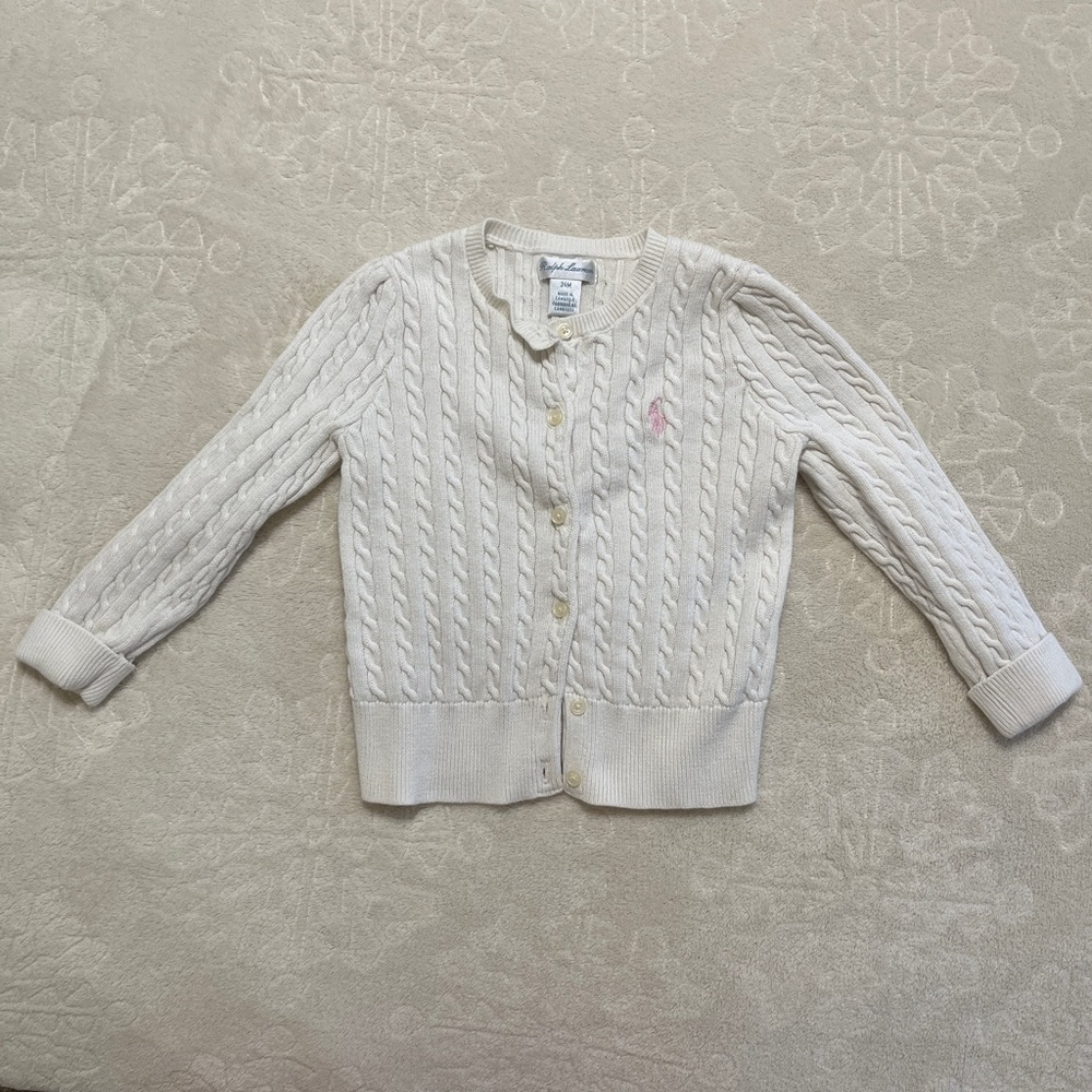 White knitted Ralph Lauren sweater 24mths